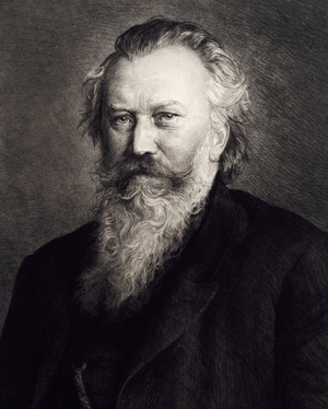 Portrait of Johannes Brahms (Hamburg, 1833-Vienna, 1897), German conductor and composer, Engraving